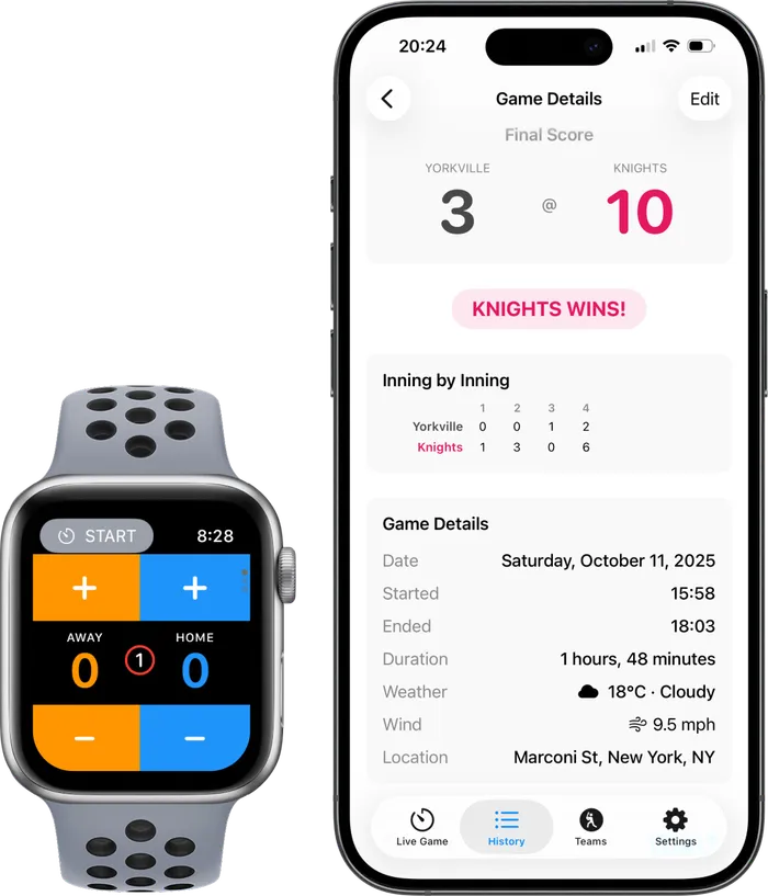 An iPhone and an Apple Watch running RunsKeeper app
